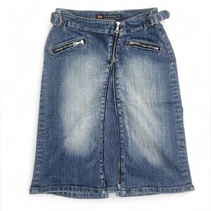 Vintage Parasuco Y2K Stretch Denim High Rise Mini Pencil Jean Skirt Zipper 4
